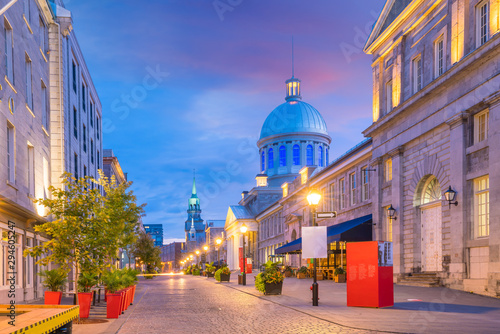 Old town Montreal at famous Cobbled streets at twilight © f11photo