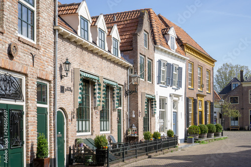 Street view of the historical houses at the 'Smeepoortenbrink' (is the streetname) in the city of Harderwijk, Gelderland, NLD