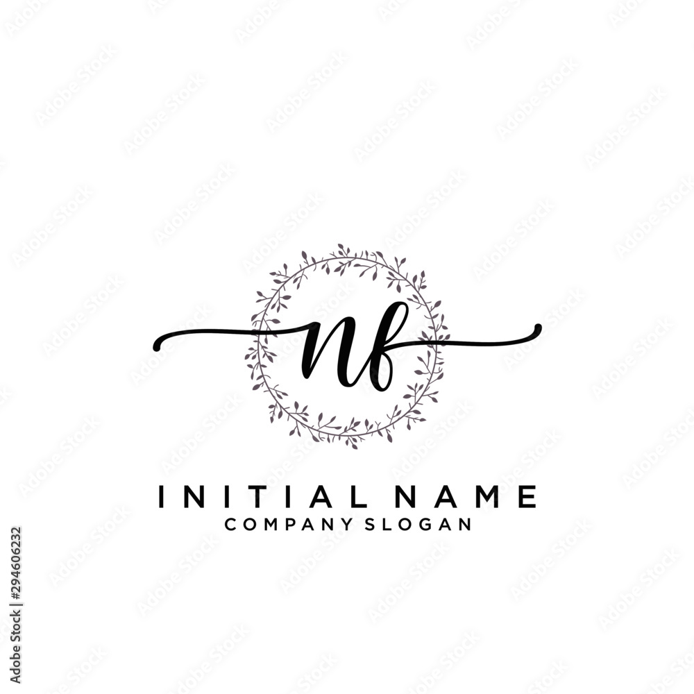 NF Beauty vector initial logo, handwriting logo. NF Beauty vector initial logo, handwriting logo.