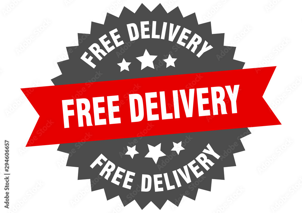 Obraz premium free delivery sign. free delivery red-black circular band label