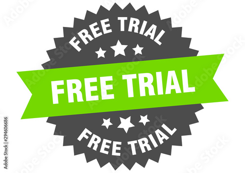 free trial sign. free trial green-black circular band label