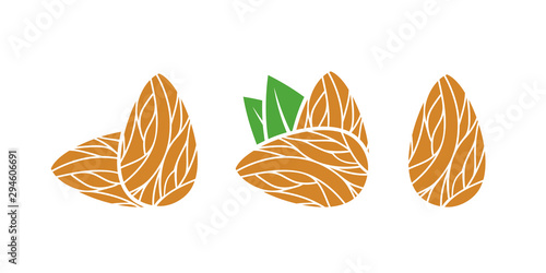 Almond logo. Isolated almond on white background