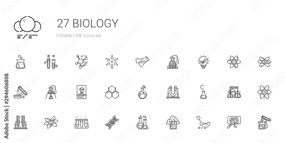 biology icons set - obrazy, fototapety, plakaty 