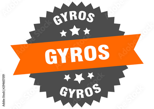 gyros sign. gyros orange-black circular band label
