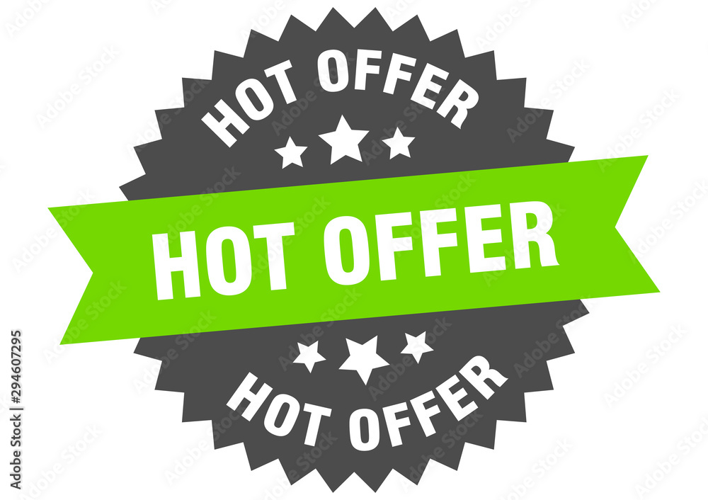 hot offer sign. hot offer green-black circular band label