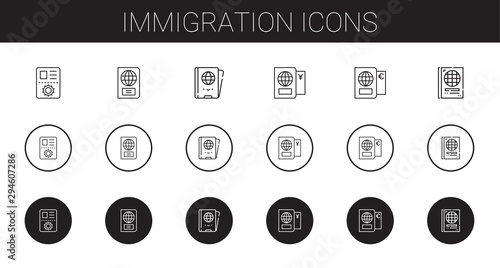 immigration icons set