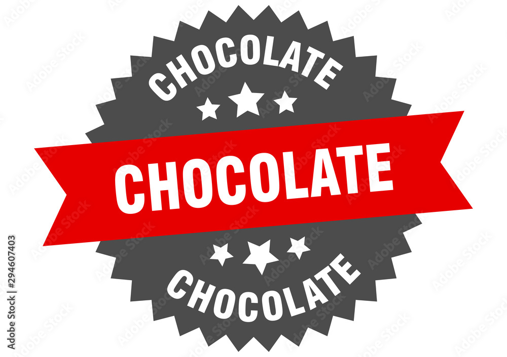 chocolate sign. chocolate red-black circular band label chocolate sign. chocolate red-black circular band label