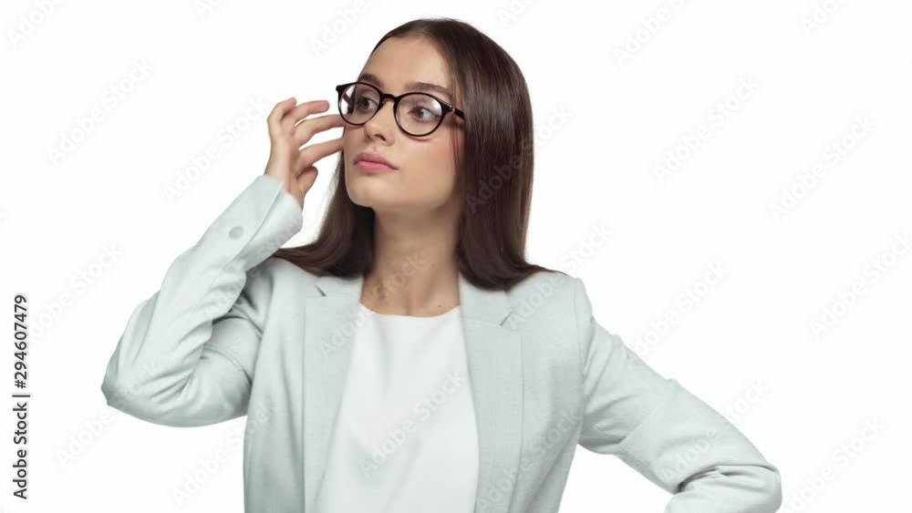 worried businesswoman waiting isolated on white worried businesswoman waiting isolated on white