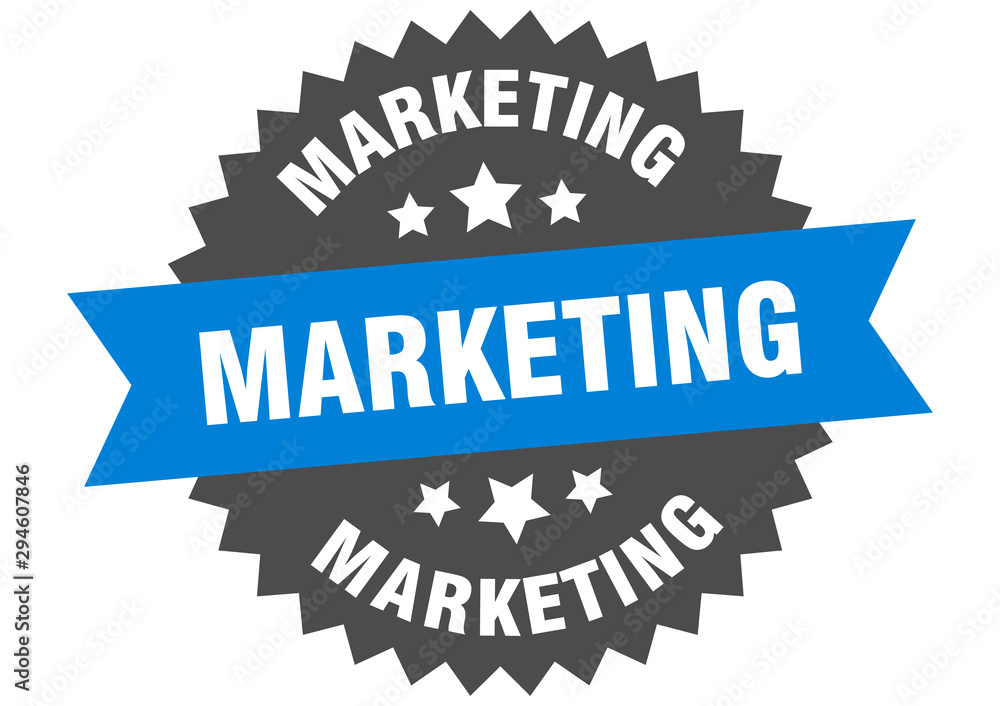 marketing sign. marketing blue-black circular band label marketing sign. marketing blue-black circular band label