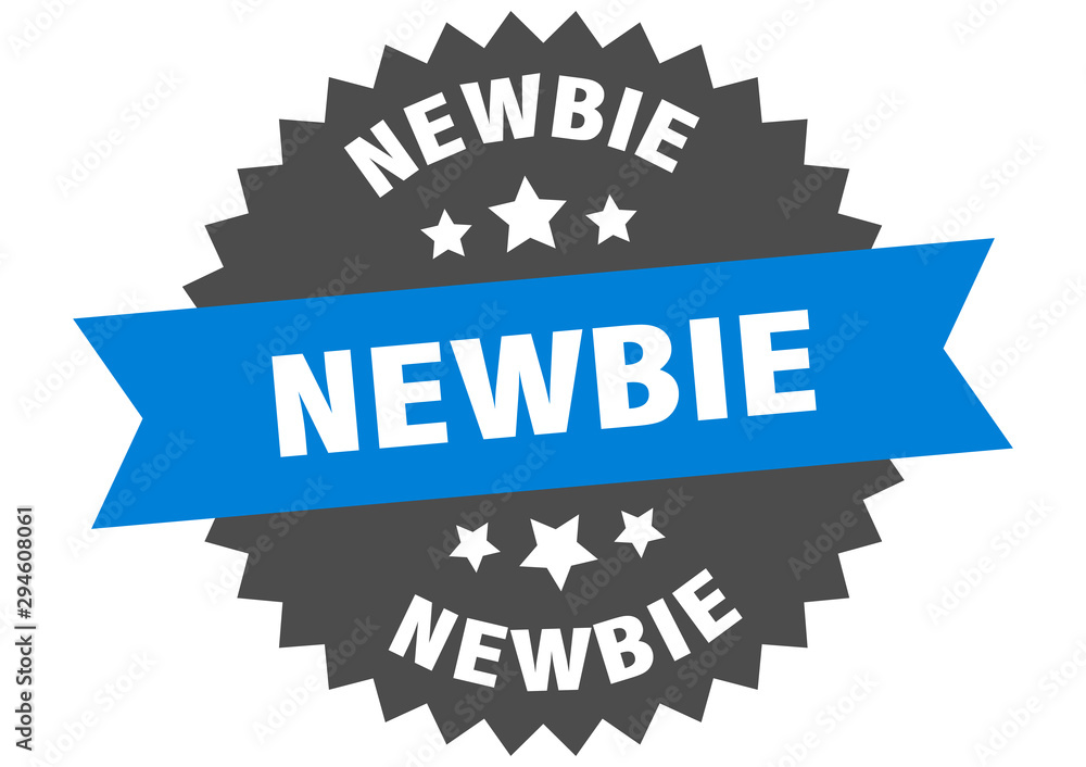 newbie sign. newbie blue-black circular band label newbie sign. newbie blue-black circular band label