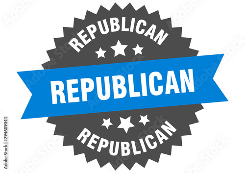 republican sign. republican blue-black circular band label