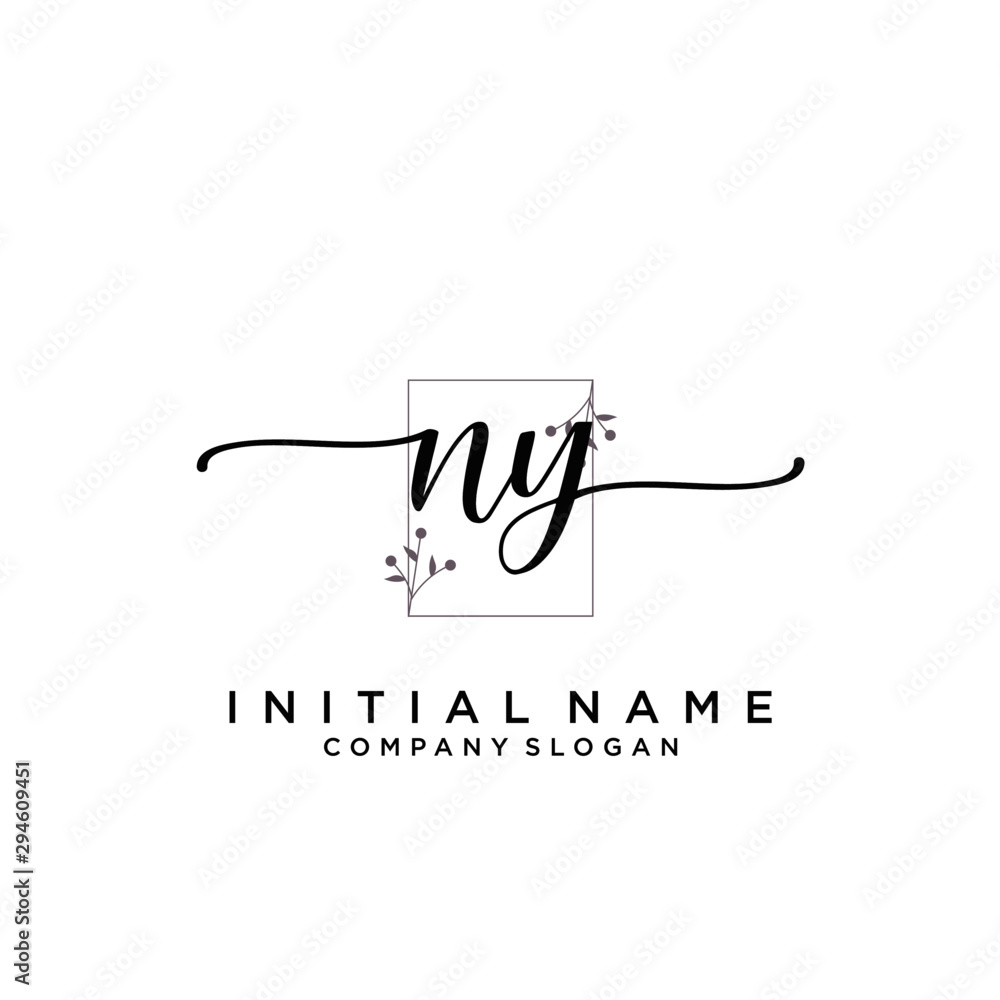 NY Beauty vector initial logo, handwriting logo. NY Beauty vector initial logo, handwriting logo.