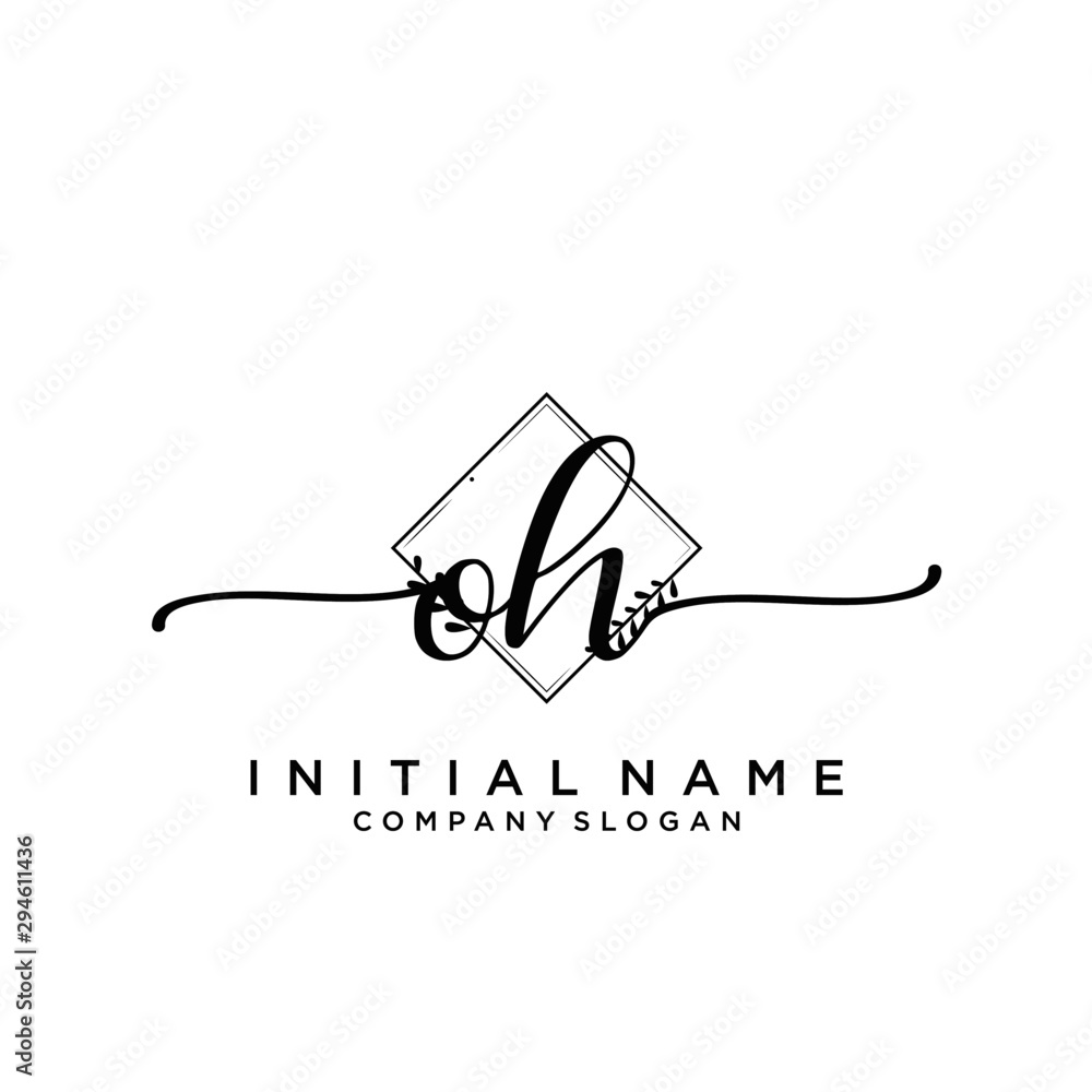 Obraz premium OH Beauty vector initial logo, handwriting logo.