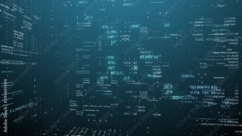 The camera moves in parts of the source code and information particles in 3d space The camera moves in parts of the source code and information particles in 3d space