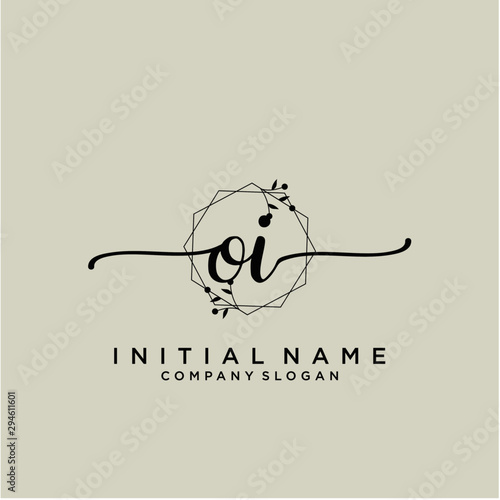 OI Beauty vector initial logo, handwriting logo.