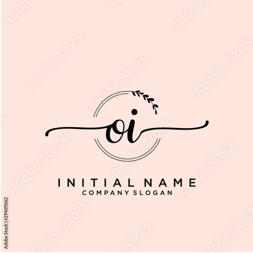 OI Beauty vector initial logo, handwriting logo.