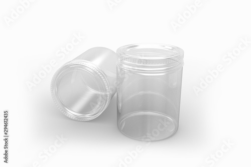3D illustrator Empty clean glass jar for branding. Mockup object in form cylinder