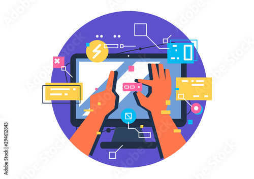 User Interface Design, Application development and UI, UX design. Creative vector illustration.
