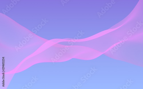 Fototapeta Naklejka Na Ścianę i Meble -  Pink wave on blue sky abstract background. Fluttering pink scarf. Waving on wind pink fabric. 3D illustration