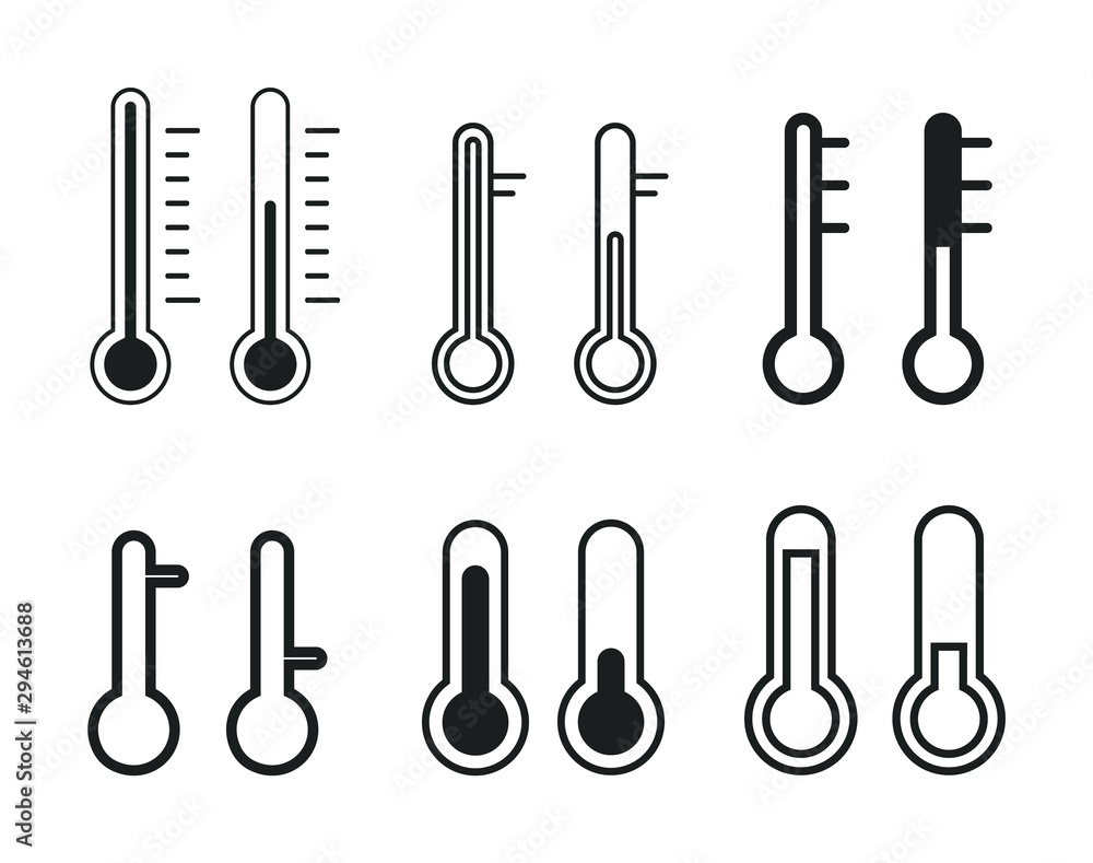 Weather thermometers icons set. Temperature measurement. Weather thermometers icons set. Temperature measurement.