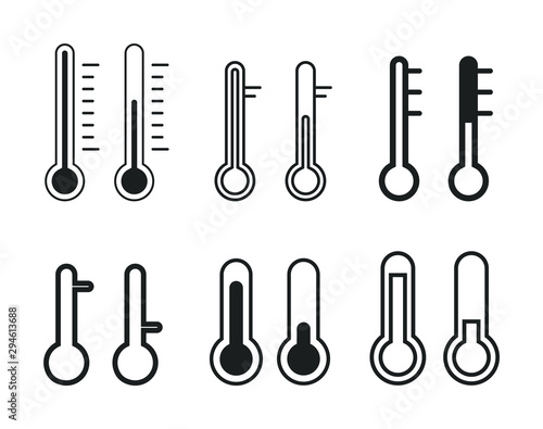 Weather thermometers icons set. Temperature measurement.