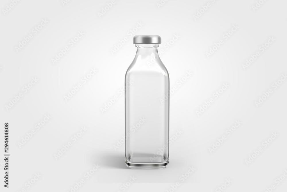 3D illustrator traditional glass bottle of natural milk with glossy cap isolated 3D illustrator traditional glass bottle of natural milk with glossy cap isolated