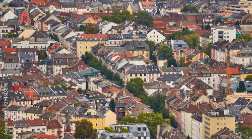 Top view of apartment buildings from the Wilhelminian period in a large German city