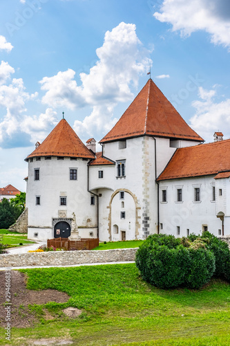 Entrance to old castle in Varazdin city, Croatia, sunny summer day