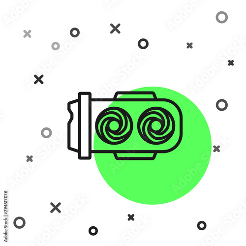 Black line Mining farm icon isolated on white background. Cryptocurrency mining, blockchain technology, digital money market, cryptocoin wallet. Vector Illustration