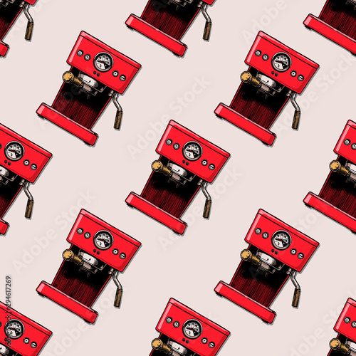 Pattern with coffee machines