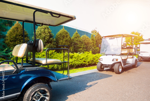 Walking tourist electric cars in the park photo