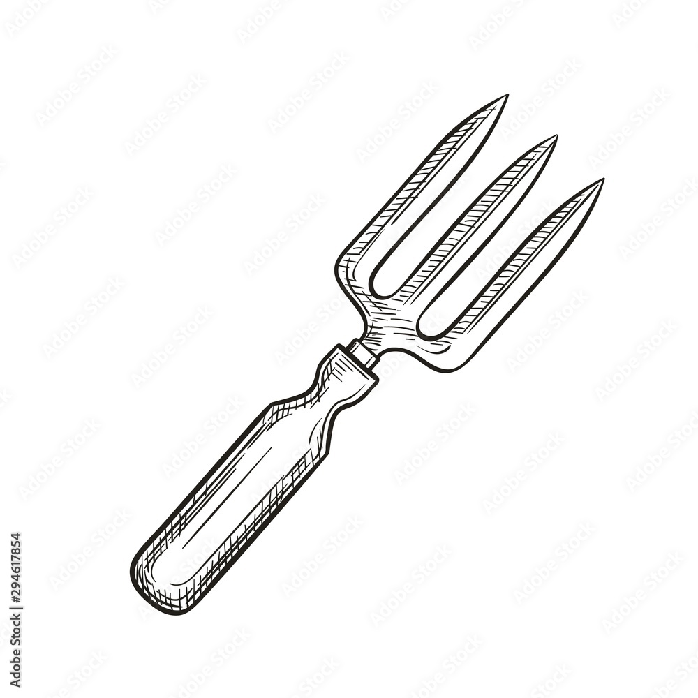 Obraz premium Garden trident for digging, garden tools.
