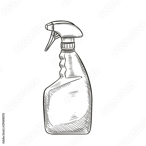 Garden sprayer, bottle aerosol in sketch style