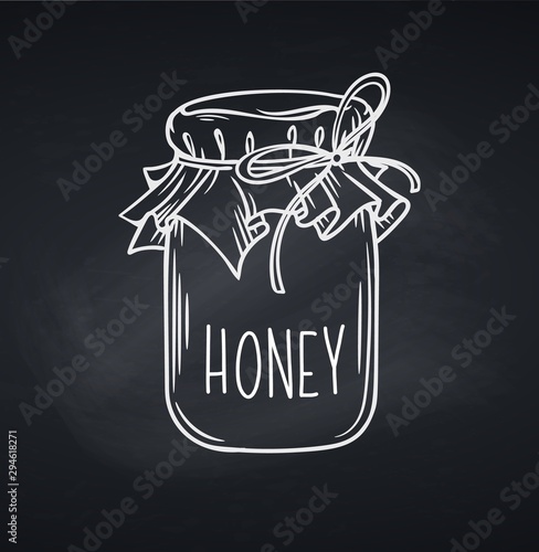 Jar of honey or glass jar, chalkboard style