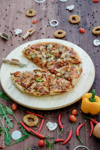 pizza with mushrooms and cheese