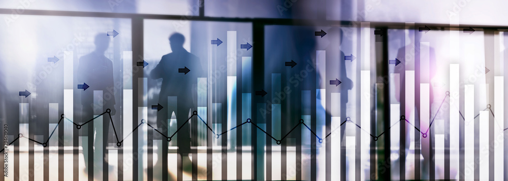Investment trading financial analysing forex currency economy growth abstract background business people modern city. Investment trading financial analysing forex currency economy growth abstract background business people modern city.