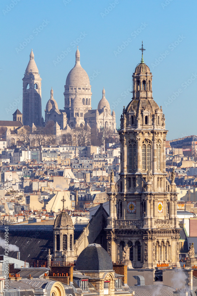 Paris. Sacre Coeur Cathedral in the early morning.