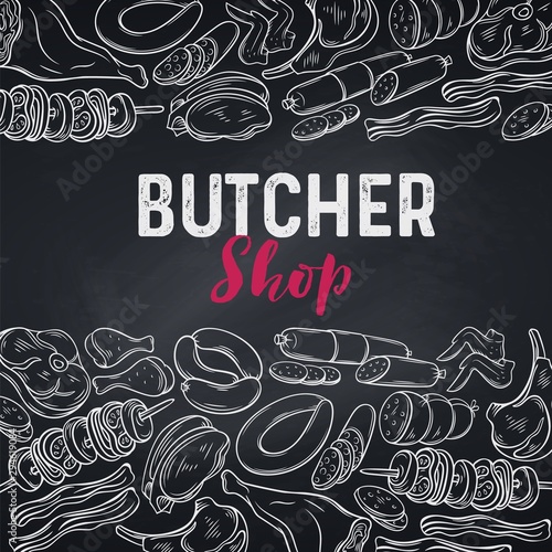 Meat product, butcher shop poster