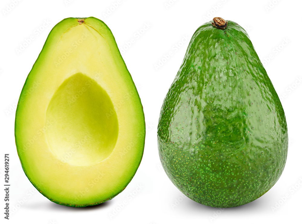 Avocado collection isolated on white. Avocado half Clipping Path. Avocado studio macro shooting Avocado collection isolated on white. Avocado half Clipping Path. Avocado studio macro shooting