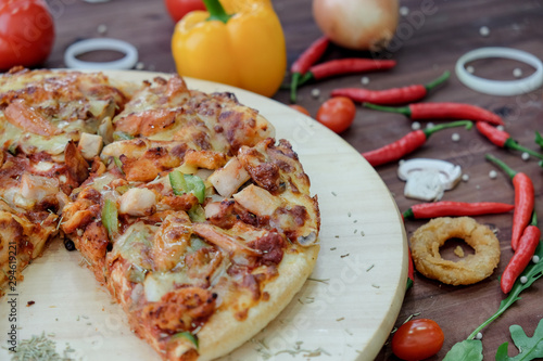 pizza with mushrooms and cheese