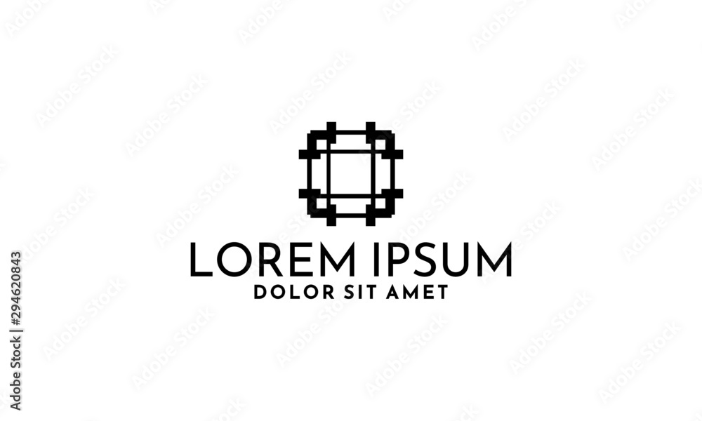 Elegance in simplicity rectangel abstract logo template with geometric simple symbol in flat design monogram illustration Elegance in simplicity rectangel abstract logo template with geometric simple symbol in flat design monogram illustration