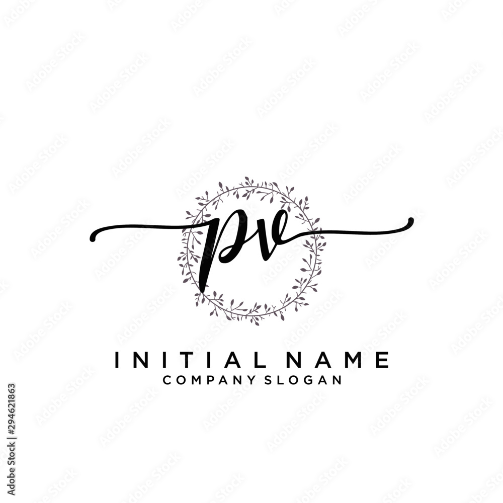 PV Beauty vector initial logo, handwriting logo. PV Beauty vector initial logo, handwriting logo.