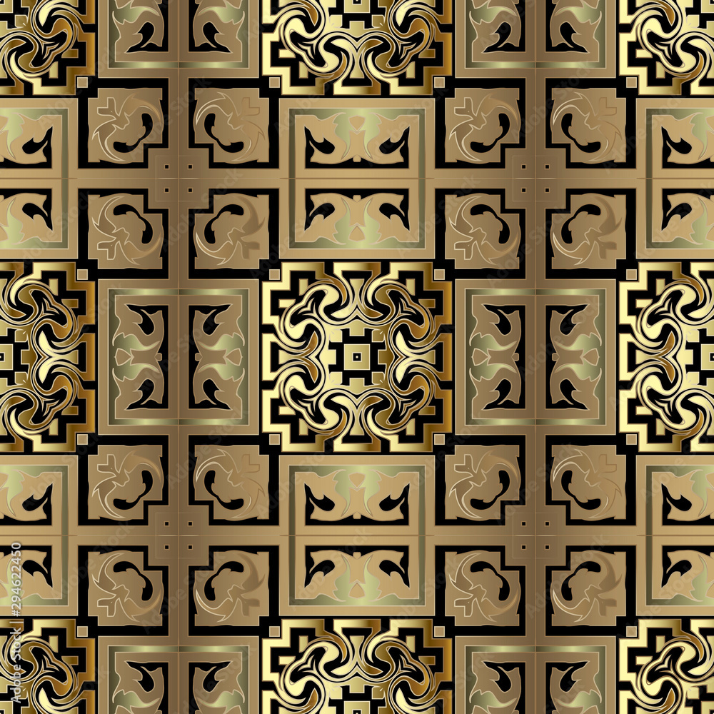 Modern gold ornamental vector seamless patern. Abstract patterned ornate background. Tribal ethnic style repeat backdrop. Luxury ornament. Beautiful design for wallpapers, fabric, prints, tiles, cards