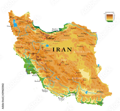 Iran physical map photo