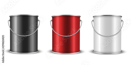 Paint cans realistic colorful vector illustrations set