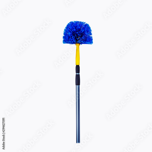 TELESCOPIC EXTENDABLE SPIDER WEB SWEEPER - BLUE AND YELLOW.