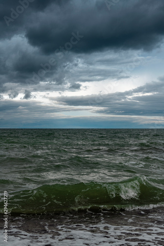 Gray clouds over Baltic sea.