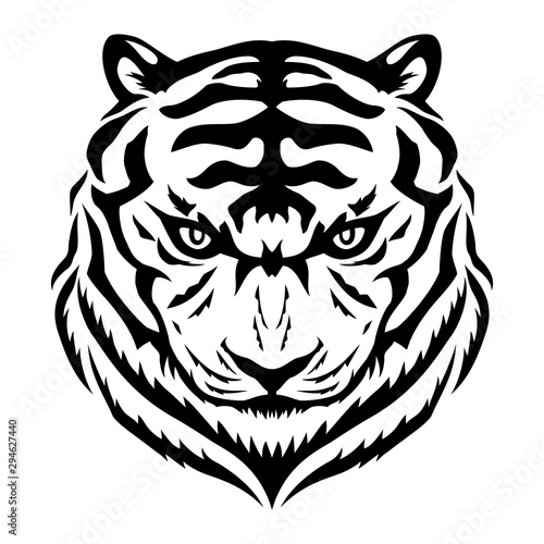 Black tiger sign on a white background.