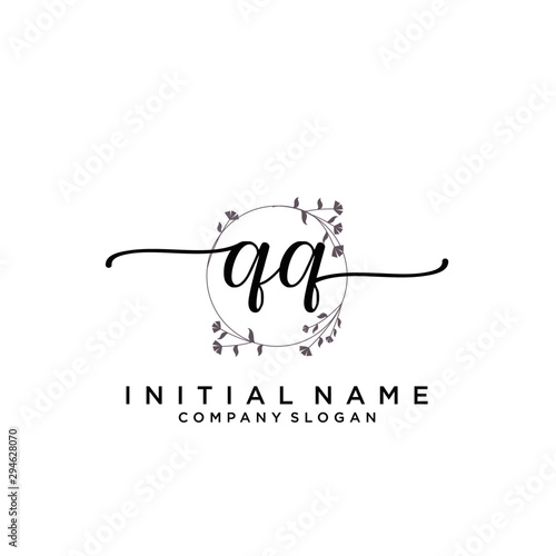 QQ Beauty vector initial logo, handwriting logo.