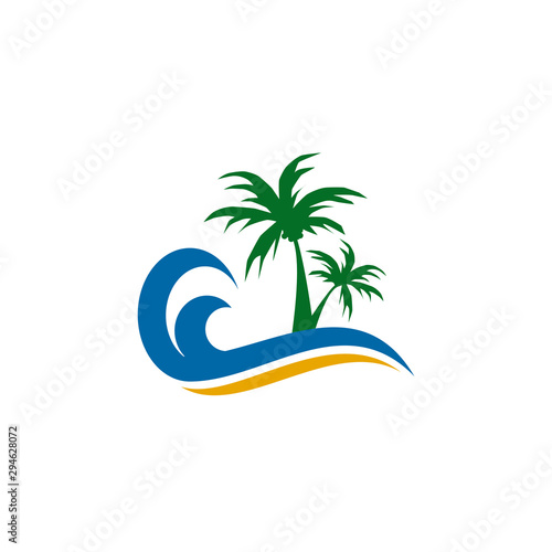 Coconut tree icon logo design vector template